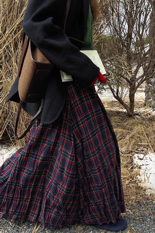 Plaid High-Waist Maxi Skirt