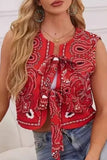 Tie-Front Paisley Print Vest