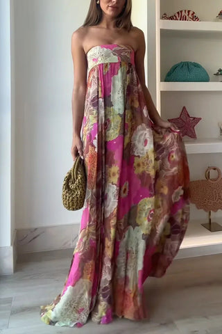 Strapless Floral Maxi Dress