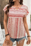 Geometric Print Keyhole T-Shirt