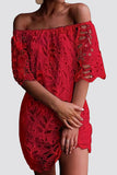 Off-Shoulder Lace Casual Dress
