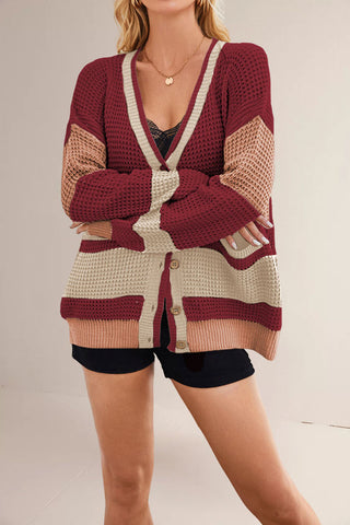 Button-Up Chevron Cardigan