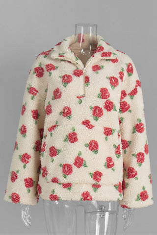 Quarter-Zip Hoodie with Patterned Design