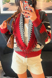 Patterned Fringe Cardigan Sweater