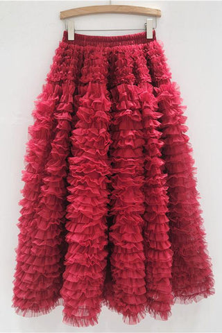 Ruffled Midi Casual Skirt