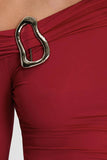 Asymmetrical One-Shoulder Tee with Buckle