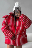 Striped Puffer Jacket with Shoulder Detail