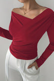 Off-Shoulder Wrap Long Sleeve Top