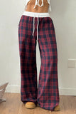 Stylish Plaid Wide-Leg Casual Pants