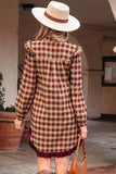 Plaid Ruffled Patchwork Hem Shirt Dress