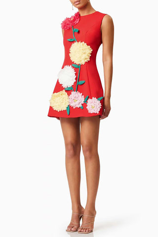 Floral Appliqué Vacation Dress