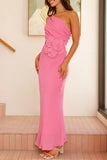 One-Shoulder Floral Detail Dress