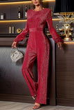 Glittering Long-Sleeve Jumpsuit