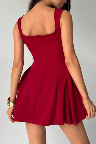 Square-Neck Flared Mini Dress