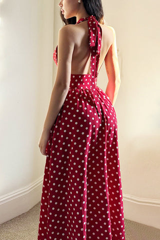 Polka Dot Halter A-Line Sundress