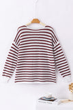 Striped Knit Split Hem Sweater