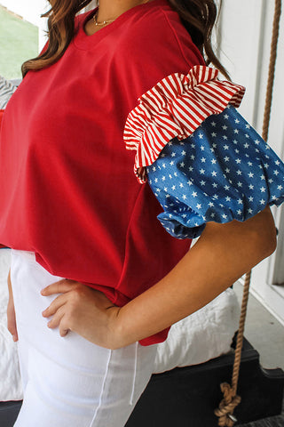 Ruffled Sleeve T-Shirt