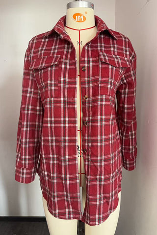 Button-Front Plaid Shirt