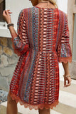 Bohemian V-Neck Bell Sleeve Dress