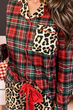 Retro Plaid Leopard Patchwork Pajama Set