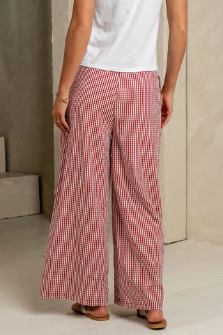Wide-Leg Checkered Casual Pants