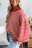 Striped Ruffle Sleeve Sweatshirt