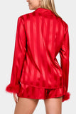 Feather-Trim Loungewear Set