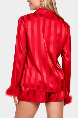 Feather-Trim Loungewear Set