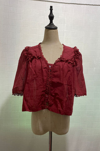 Ruffled Button-Front Blouse