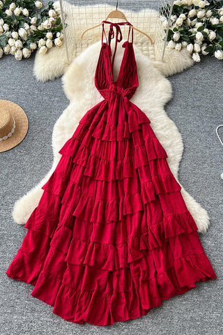 Halter Tiered Maxi Dress
