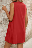 Tie-Front Pleated Sleeveless Mini Dress