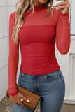 Sheer Mock Neck Mesh Top