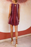 Embroidered Sleeveless Shift Dress