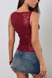 Sleeveless Sequin Tank Top