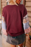 Plaid Colorblock Patchwork Pullover