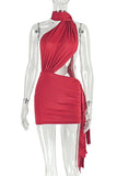 Halter Neck Mini Evening Dress