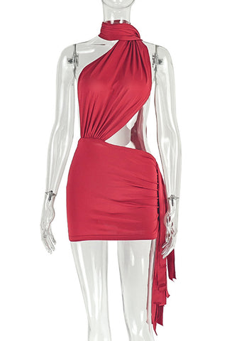 Halter Neck Mini Evening Dress