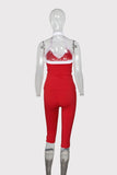 Sleeveless Contrast Trim Casual Set
