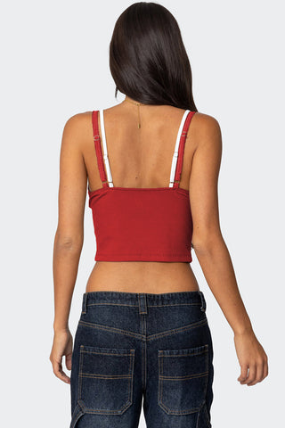 Lace-Trimmed Bow Tank Top