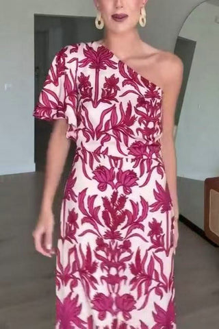 One-Shoulder Floral Maxi Dress