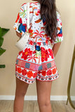 Floral Tie-Front Top and Shorts Set