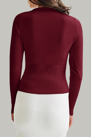 Chic Ribbed Cardigan with Long Sleeves