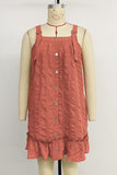 Button-Front Ruffled Casual Dress
