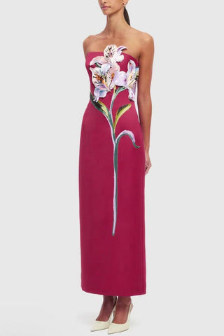 Floral Appliqué Vacation Dress