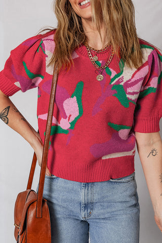 Floral Puff Sleeve Sweater