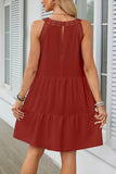 Crochet Yoke Swing Mini Dress