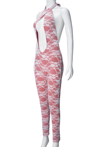 Lace Cutout Bodycon Jumpsuit