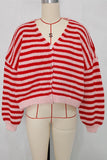 Striped Button-Front Cardigan