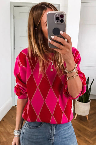 Diamond Pattern Knit Sweater