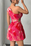 Asymmetric Pleated Casual Dress